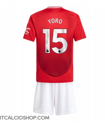 Manchester United Leny Yoro #15 Prima Maglia Bambino 2024-25 Manica Corta (+ Pantaloni corti)